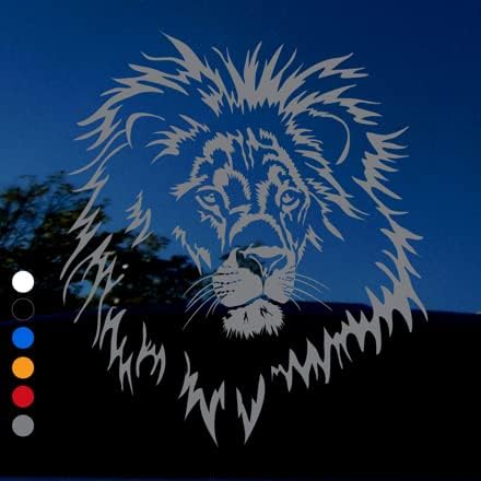 Calcomanía de león africano (gris) Hermosa cabeza de león salvaje grande  "Rey del orgullo"  para paredes de ventanas de coche, camión, ventana,