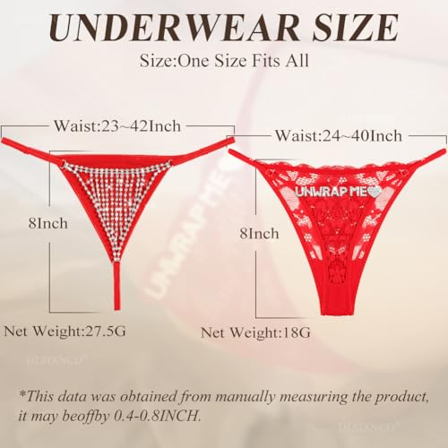 Image of Chain Thong Underwear for Women, Adjustable Rhinestone Panties