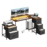 BUREAU DE JEU AVEC LED : Le bureau d'ordinateur est équipé d'une bande LED RVB avec 20 couleurs et 22 modes dynamiques, et d'une fonction de mémoire pour changer facilement l'atmosphère du travail au jeu en appuyant sur un bouton