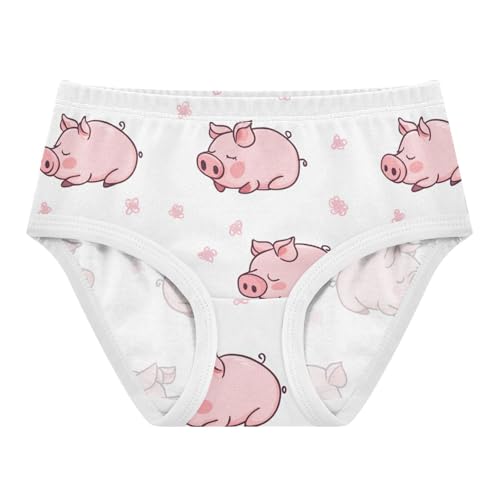 Wusikd Pink Cartoon Cute Girls' Underwear Cotton Sleeping Pig Girls Briefs Soft Toddler Underwear 2T