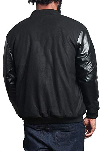G-Style USA Men's Letterman Baseball Varsity JacketVJ100A - Black/Black - Medium