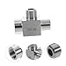 GLEAVI Stainless Steel Way Tee Fitting Threaded Pipe Connectors Npt Diy Plumbing Furniture Industrial Use