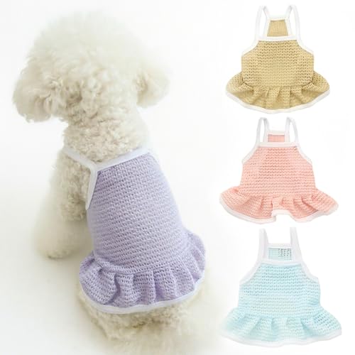 Ittokis 4 Pieces Dog Dress for Small Dogs Girl,Puppy Sleeveless Clothes Pet Pullover Vest Skirt,Cute Dress Pet Dog Shirt Breathable Outfits for Small Dogs Puppy Cats Girl Apparel (M)