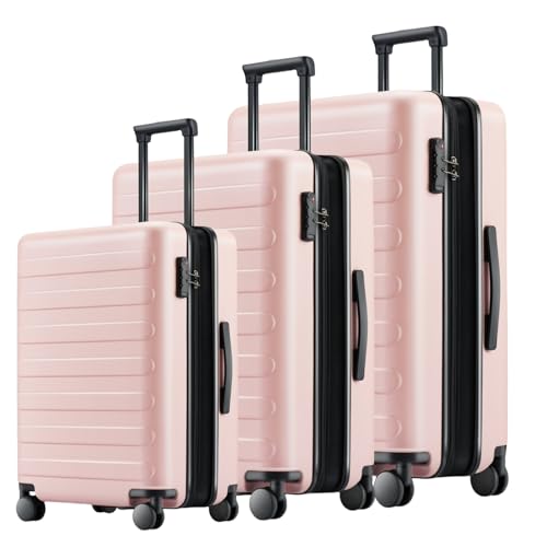 NINETYGO Luggage Sets 3 Piece, Carry On Luggage Airline Approved, Medium Large Checked Luggage with Spinner Wheels, Expandable, Hard Shell PC Suitcase Sets, TSA, 20in/24in/28in (Pink, Rhine Max)