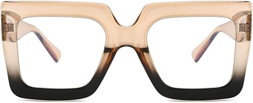 Lentes de gran tamaño para mujer, anteojos de gran tamaño con filtro de luz azul, lentes de computadora cuadrados gruesos y multicolor