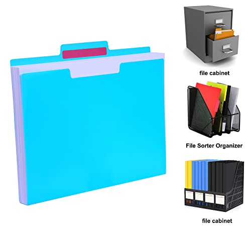 Eoout 18 Pack Plastic File Folders Poly Filing Folders Colored Folders, 9 Assorted Colors Letter Size File Folders Heavy Duty 1/3 Cut Tab For Office School Home Organization #TOP6