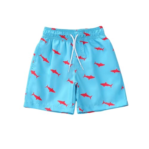 Kids Swim Trunks Beach Boardshorts Toddler Boys Elastic Waist Drawstring Cartoon Athletic Sports Shorts with Pockets