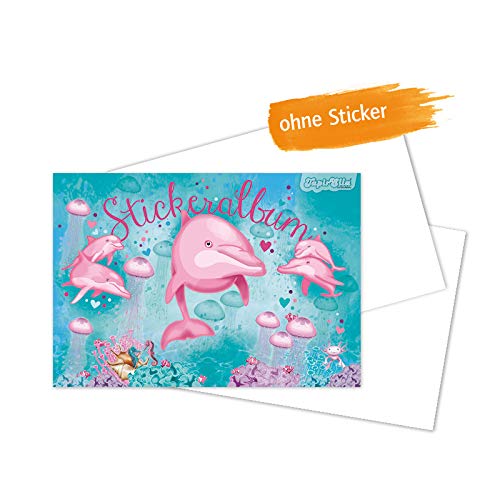 Stickeralbum ROSA DELFINE – Glitzer-Stickerbuch Für Kinder, 42x15cm, Zum Einkleben & Sammeln