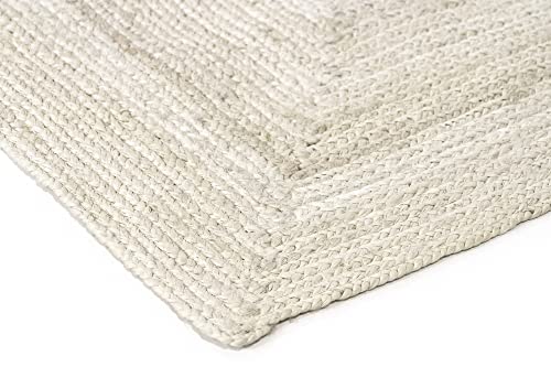 Miniatura 4 de Hamid-Alfombra Yute Alhambra Color Marfil, Alfombra 100 Fibra De Yute, Tejida A Mano, Alfombra De Salón, Pasillo, Dormitorio, 230x160cm