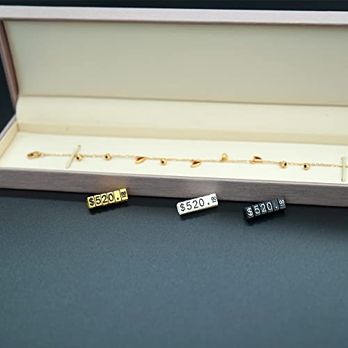 10 Sets Preisanzeigenwürfel, verstellbares Preisschild für Schmuck, Preisanzeige, Zähler, Ständer, Zahlen, Buchstaben, Dollar, Preisblock-Set für Einzelhandel (Gold)