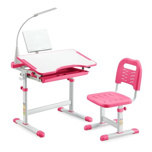 Diroan Kids Functional Desk and Chair Set, Ergonomic Height...
