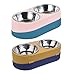 YPBEW Dog Bowls Double Stainless Steel Bowl Water and Food Dish Set Slow Feeder Stand for Cats Puppies Detachable