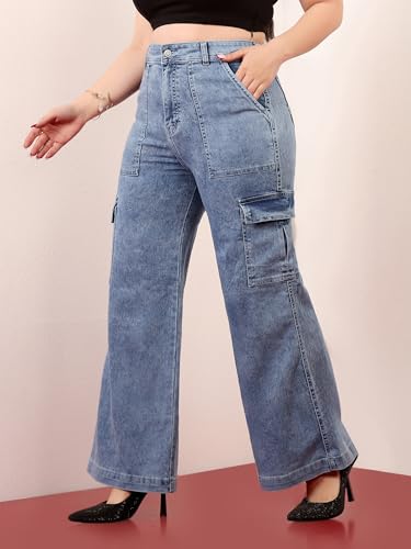 Image of Miss Chase A+ Women's Wide-Leg High Rise Regular Stretchable Denim Jeans