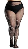 MERYLURE Indestructible Ultra Sparkly Tights for Women, Rhinestone Fishnet Party Stockings for Women, Jeweled Plus Size