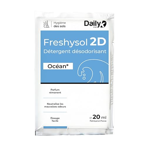 DAILY K - Détergent Surodorant Sols & Surfaces FRESHYSOL 2D - Dosette 20ml x 250 - Parfum Ocean - Fabriqué en France