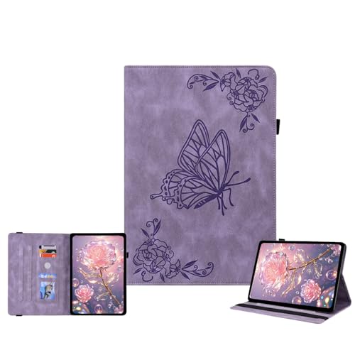 Protection Samsung Galaxy Tab A8 en cuir PU premium vintage floral violet