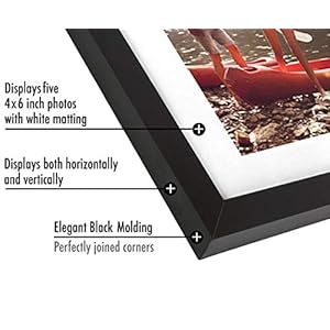 Americanflat 8×24 Collage Picture Frame with Shatter Resistant Glass Fits Five 4×6 Photos or One 8×24 Picture Gallery Frame Set Signature Collection Photo Frame for Wall Display Black