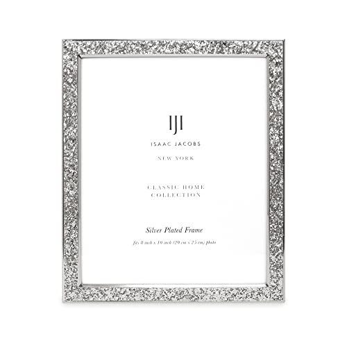 Isaac Jacobs 8X10 Silver Metal Glitter (Vertical & Horizontal) Picture Frame, With Black Fabric Easel, Wall-Mountable, Made For Tabletop, Counterspace, Shelf And Desk (8X10, Silver Glitter) #TOP1