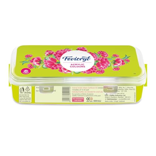Pidilite Fevicryl Acryl kleuren, zonnebloem kit, 10 tinten