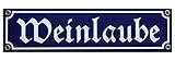 Wein Schild Weinlaube Emaille Schild Weinlaube 8 x 30 cm Emailschild blau.