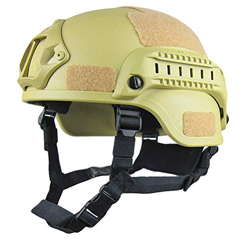 Jitong Casque Tactique Style Militaire Casque de Extérieur avec Vision Nocturne Sport Camera Mount pour CQB Tir Airsoft Paintball - Couleur Sable