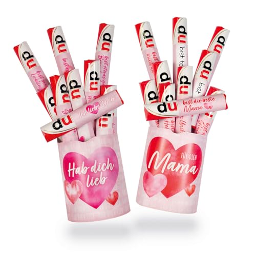 younikat Aufkleber-Set Mama und Hab dich lieb passend für zwei Duplo Pralinen Packungen I selbstklebend I zum Verschenken I Muttertag I you0002