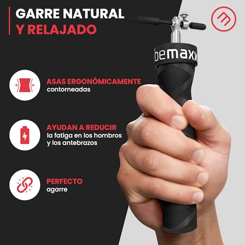 Comba Fitness Speed Rope + Guรญa de entrenamiento & Cuerda de Repuesto | Gimnasio Cuerda de Saltar Rรกpida de Alta Velocidad con Cable de Acero Ajustable & Rodamiento Rapido de Bolas, Boxeo Deportivo - Imagen 6