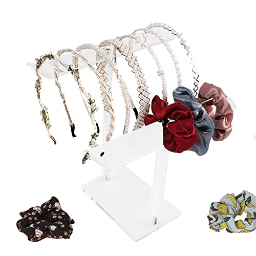 Titular Tiara Organizador - Exibição de faixa de cabeça de acrílico transparente com design de paraf