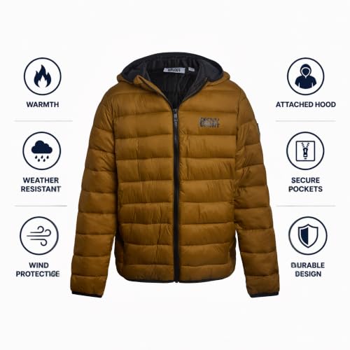 Image of DKNY Boys Winter Jacket, Midweight Puffer Coat, Weather Resistant, Hooded