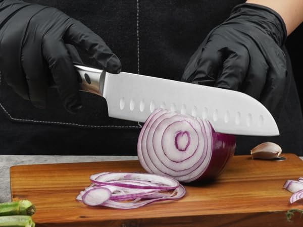 CHUSHIJI Professional 3-Piece Kitchen Knife Set - 8" Chef Knife, 7" Santoku Knife, 5" Utility Knife - High Carbon Stainless Steel, Ergonomic Handle, Grill Ready, Perfect for Gifting - Image 5