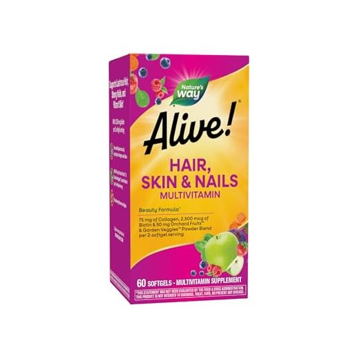 Nature's Way Alive! Hair, Skin & Nails Multivitamin with Biotin and Collagen, 60 Softgels