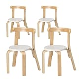 Swegrow Wooden Kids Chair, Toddler Chair for Table, Kids Stackable Chairs, Kid Wooden Furniture for Family/Playroom/Classroom（Set of 4-White）