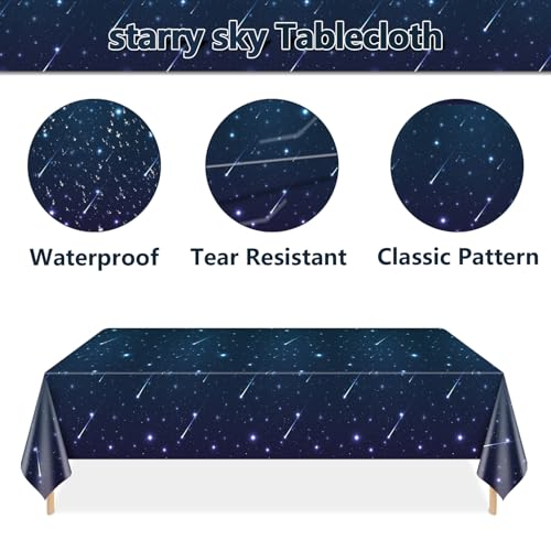 QUERICKY Space Galaxy Party Tablecloths, Starry Night Tablecover Supplies, Galaxy Table Cover for Space Theme Party Decorations, Kids Birthday Outer Space Stars Theme Party Decor (4, 220x130cm) - Image 6