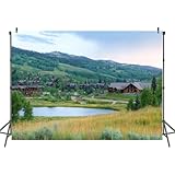 7x5FT Morning View Lake Surrounding Mountains Deer Valley Park City Utah Photography Backdrop Background Cloth Portrait Photo Booth Studio Prop Banner Photographers Home Office Decor Supplies