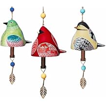 Bird Song Bell Wind Chime, Fashion Happy Bird Chimes Bird Song Hanging Bell Bird Song Bell Courtyard Decoration Bird Song Bell Garden DecorationGreen+Red+Beige