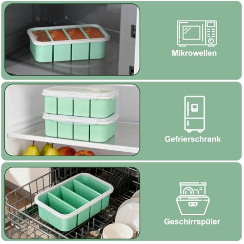 BEZORR 250 ml Silicone Freezer Mould with Lid, Soup Freezing Container, 2 Pieces Silicone Freezer Containers with Lid, Food Container, Freezer Moulds for Soup, Broth, Sauce, Ice Cubes — view 6