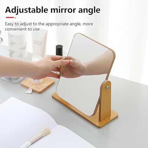 Espejo de maquillaje con soporte de bambú natural miniatura 5