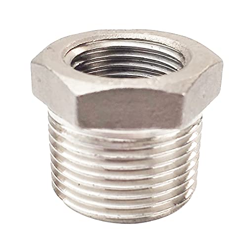 LOZOME 3/4\" Male x 1/2\" Female Thread Reducer Bushing Pipe Fitting, Adapter, Stainless Steel SS 304 NPT Reducer Bushing Pipe Hose Fitting - Thumbnail 5
