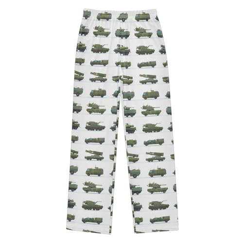 Set Of Military Vehicles Cute Pajama Pants Soft Lounge Sleepwear PJ Bottoms with Elastic Waist Ages 6–14 Years