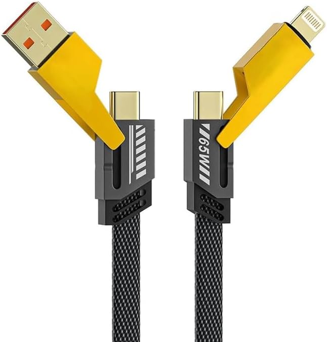 4 in 1 Fast Charging Cable For Land Defender 5-door Hybrid X Original Quick 3.1 Amp USB iOS Type-C Devices Mobile Tablet PC Laptop Android Smartphone with 1.2m - (Black, SE.C2)