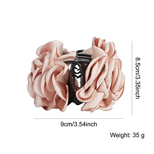 4 Pack Large Black Burgundy Red Butterfly Octopus Ribbon Silk Chiffon Rose Flower Bows Plastic Hair Claw Clips Floral Jaw Barrettes Grips Clamps Twist Hair Up Fancy Accessories For Women Girl #TOP4