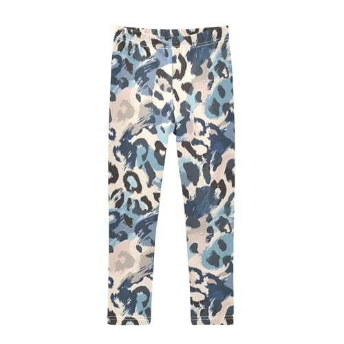 Blue Camo Leopard Print Girls Leggings Soft Stretch Workout Yoga Dance Pants for Kids Casual Tights