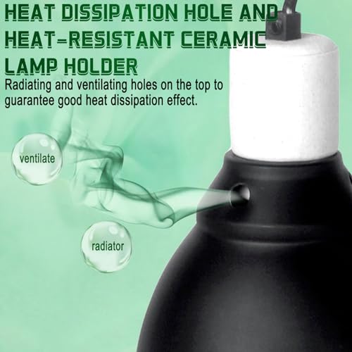BNOSDM Reptile Light Fixture,5.5 Inch Shallow Dome Reptiles Heat Lamp Fixture for UVB UVA Bulb,Heat Basking Bulb,Optical Reflection Heat Lamp Fixtures for Reptile Amphibian Tank Terrariums - Thumbnail 4