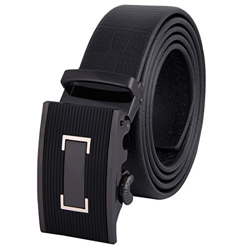 JINIU Men's Belt- Leather Rachet Dress Black Belts With Automatic Buckle - Enclosed in an Elegant Gift Box