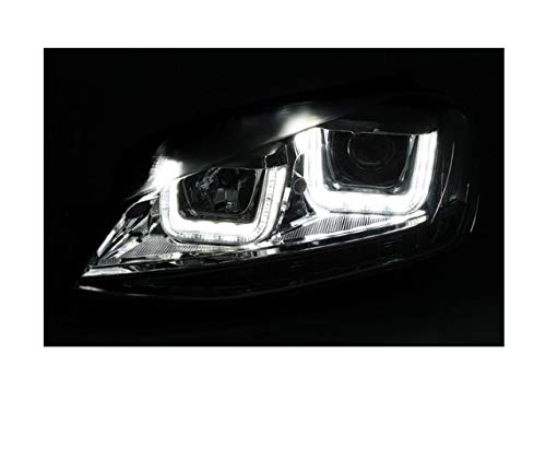reflektory tfl reflektory czołowe kierowcy i pasażera zestaw reflektorów montaż projektor światła przednie lampy samochodowe czarne reflektory lhd kompatybilne z Volkswagen Golf 7 2012 2013 2014 2015 2016 2017 VP496