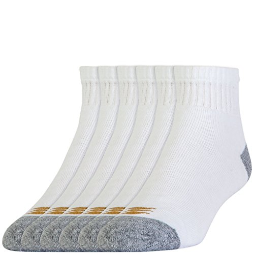 PowerSox Men's ALLSPORT Cotton Quarter Socks, 6 Pairs, white, Shoe Size: 9-12.5