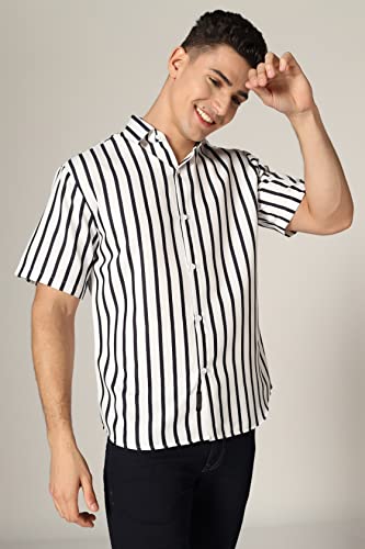 Image of GRECIILOOKS Shirt for Men | Casual Stylish | Short Sleeve | Formal | Man's Regular fit | Rayon Shirts | Summer-Button Down