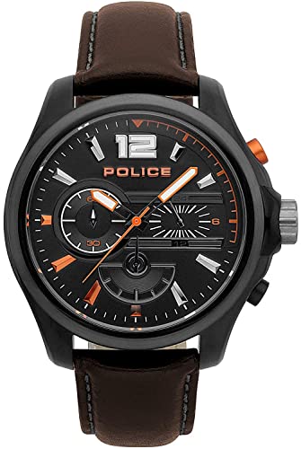 Police Mens Quartz Watch, Chronograph Display and Leather Strap PL.15403JSBU/02