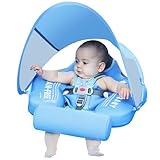 Mambobaby Float with Canopy Size Improved Non Inflatable Infant Baby Pool Float Smart Mambo Float Swim Trainer Baby Swim Float Mambo Baby Float Solid Air Free Water Waist Swimming Ring