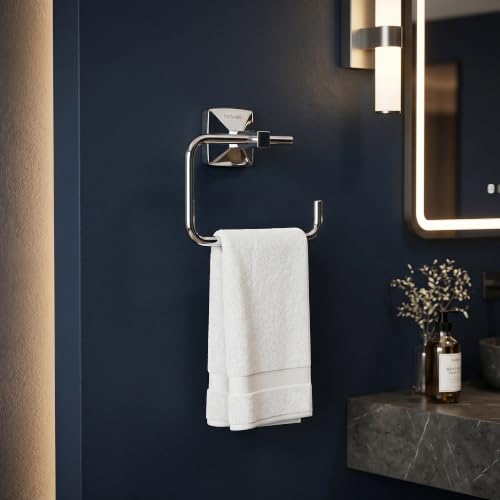 Image of Hindware Stelo Towel Hanger for Wash Basin | Superior Stainless Steel | Space Saving Napkin Holder | Mirror Like Chrome Finish | Corrosion Resistant | Dimension(mm):197 * 74 * 146 | 1-Year Warranty